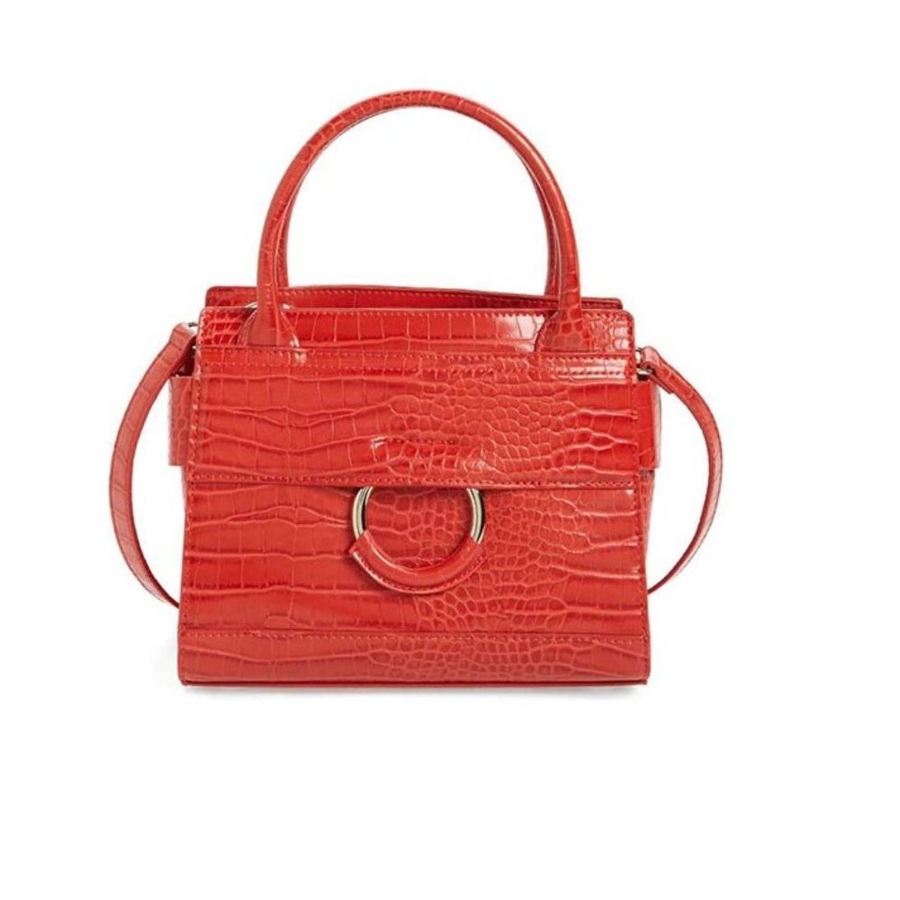 Sam Edelman Chiara Red Mini Handbag Alligator Croc Texture